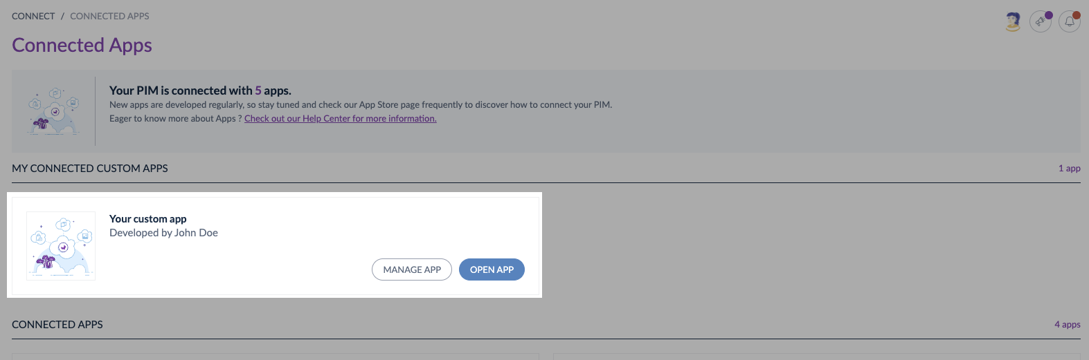 Connected custom App on Apps